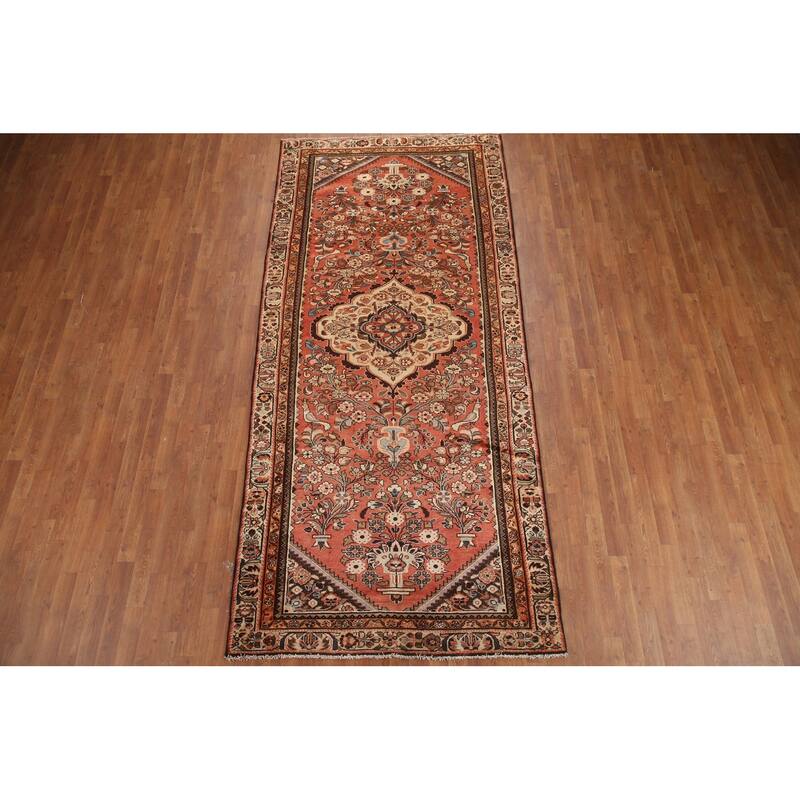 Hand Knotted Oriental 100% Wool Carpet Traditional Floral Oranges & Rust Lilian Area Rug - 10' 8'' X 4' 9''