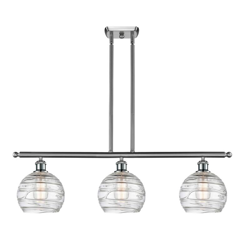 Innovations Lighting 516-3I-11-36 Athens Linear Athens 3 Light 36" - Clear Deco Swirl / Brushed Satin Nickel