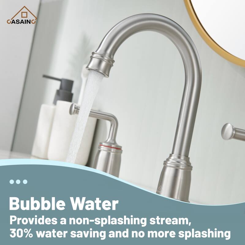 8 in. Widespread Double Handle Bathroom Faucet with Drain Kit Included