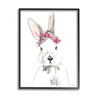 Pink Rabbit Doodle Stupell Bunny Pink Flower Doodle Framed Giclee Art by Kamdon Kreations ...
