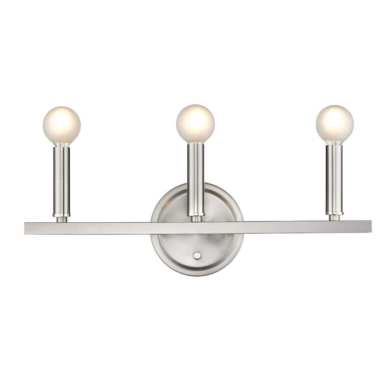 Modern 3-Light Silver Wall Sconce with E12 Base and Round Backplate for Bedroom or Hallway - 6.63" H x 18" W x 4" D