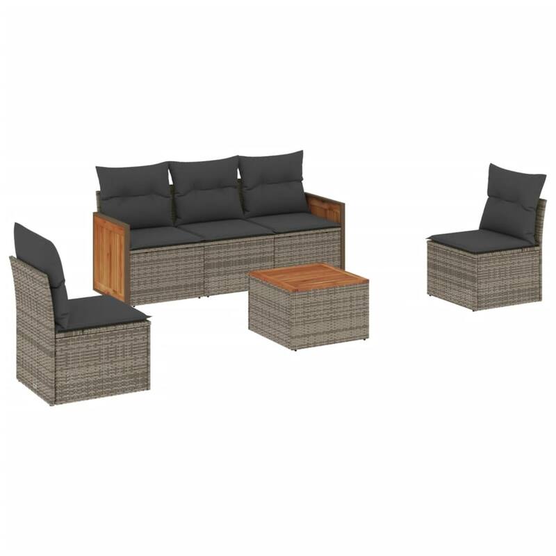 vidaXL Patio Sofa Set with Cushions Outdoor Conversation Furniture Poly Rattan