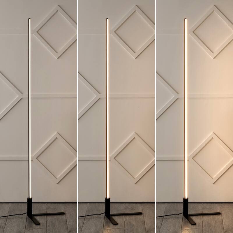 Malthe 60.5" Modern Contemporary Aluminum/Iron Integrated LED Post Floor Lamp, by JONATHAN Y