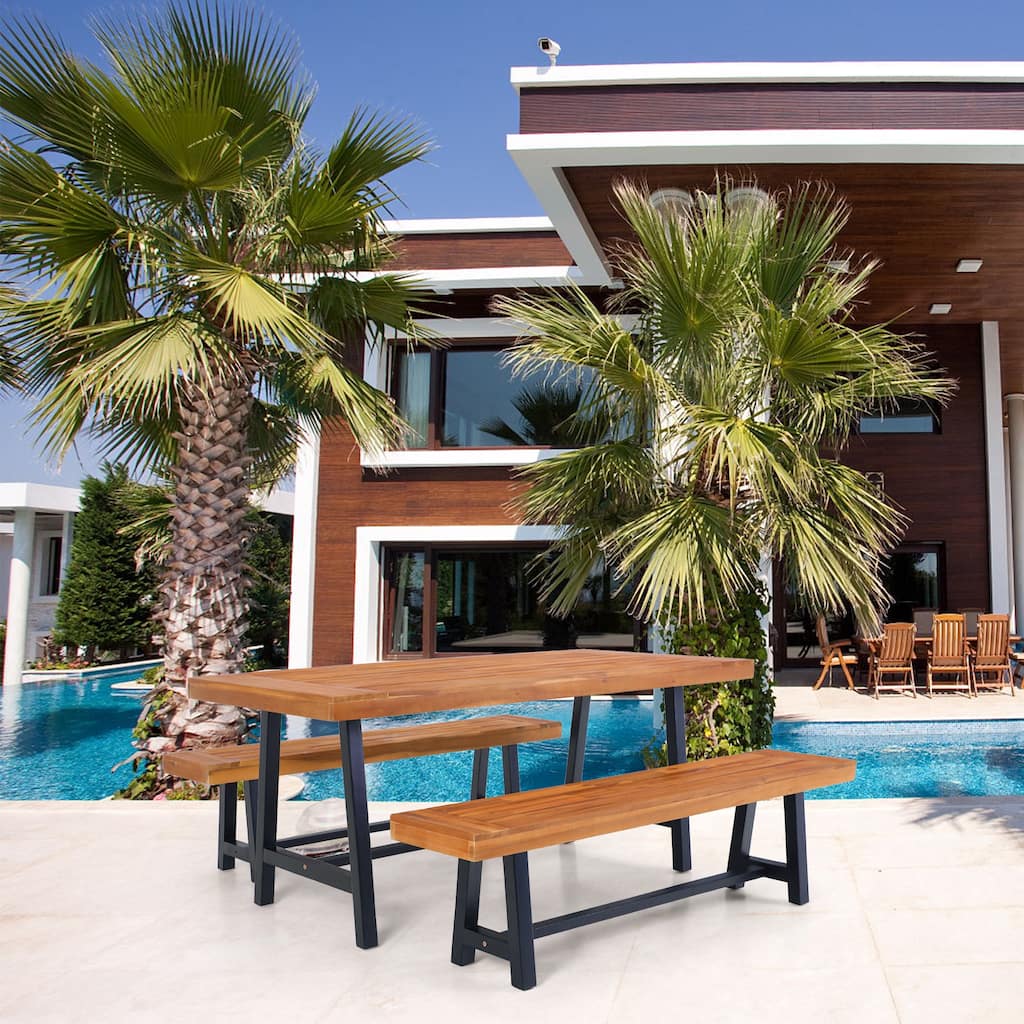 3-piece Acacia Wood Dining Set