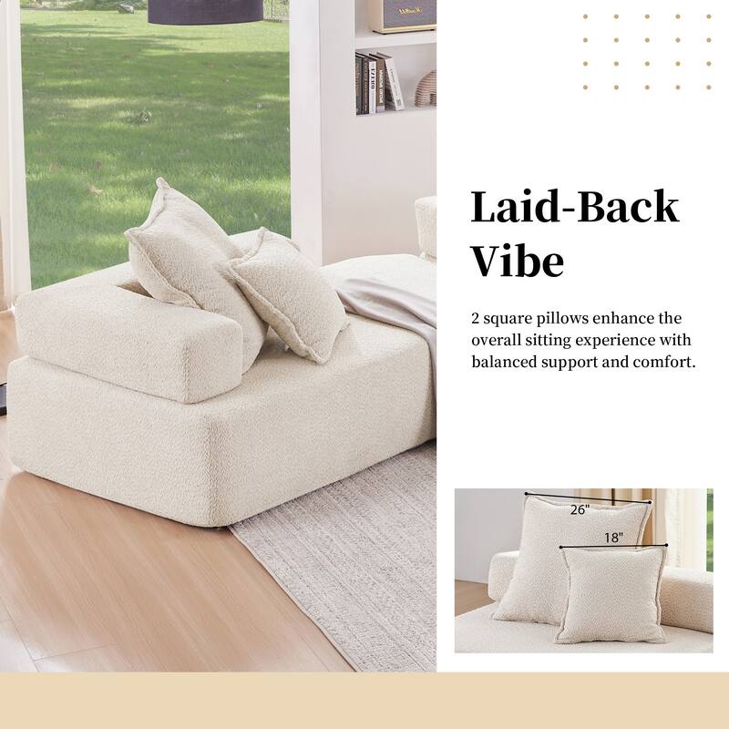 Boucle Fabric Frame for Oversized U-Shaped Sofa, Convertible Sofa Bed