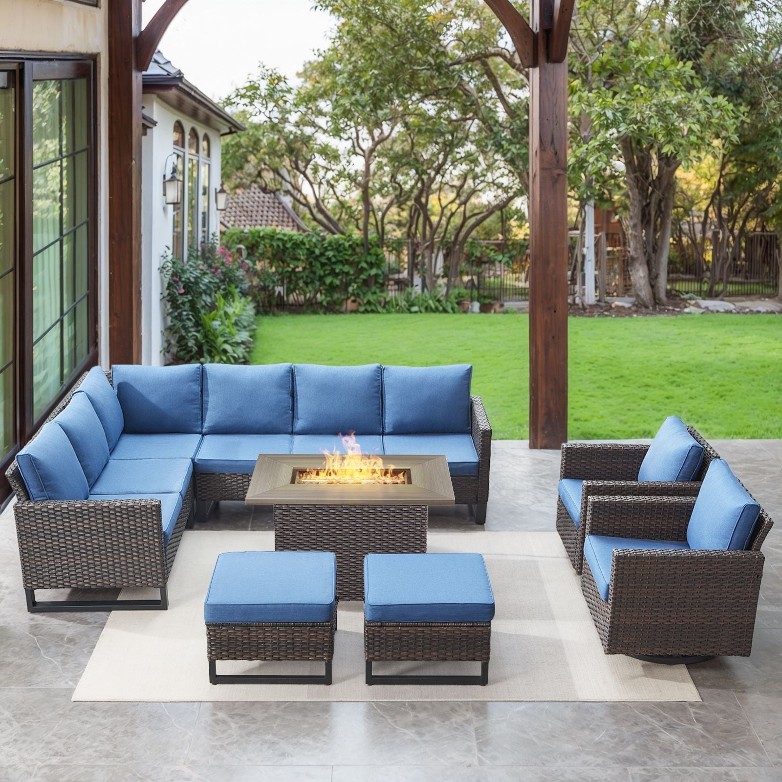 Gymojoy L-Shaped Outdoor Corner Sectional Sofa 6-seats Couch Conversation Set