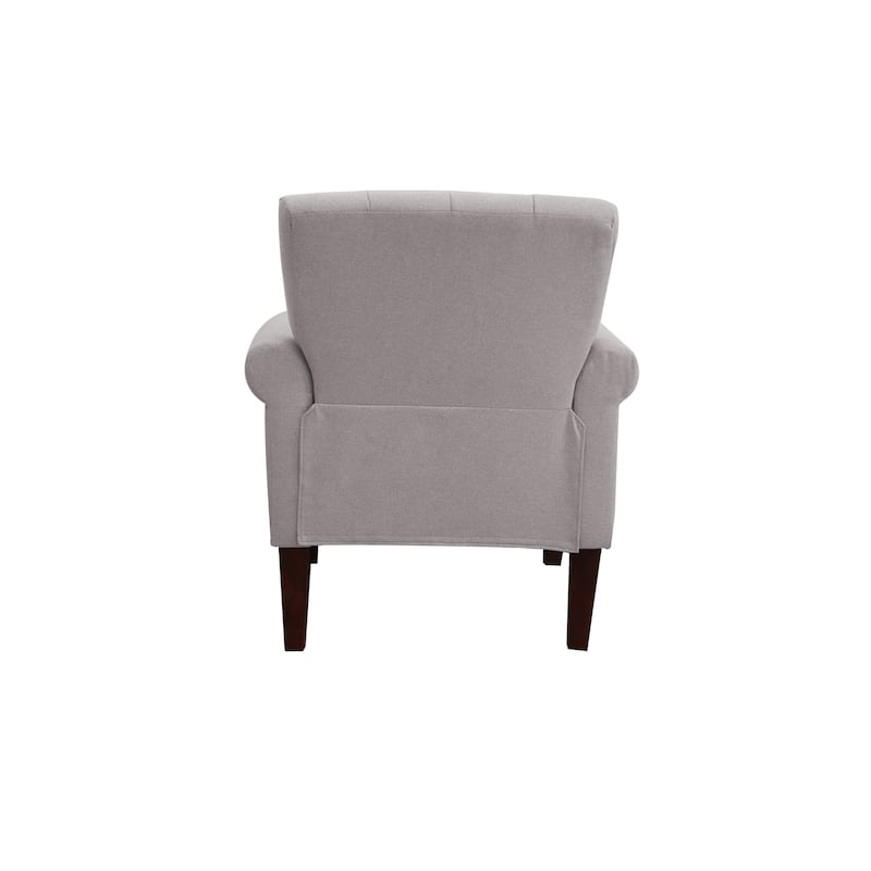 30" Light Gray And Brown Upholstered Arm Chair - 30.3' X '35.4' X '27.6