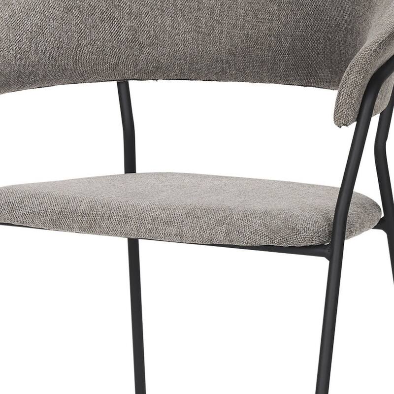 HomeRoots Gray and Black Fabric and Wood Open Back Dining Arm Chair - 22.75 in. x 31.00 in. x 20.50 in.