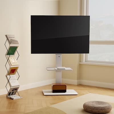 FITUEYES Modern Floor Metal Base TV Stands for 26-65 inch TVs, with One Shelf