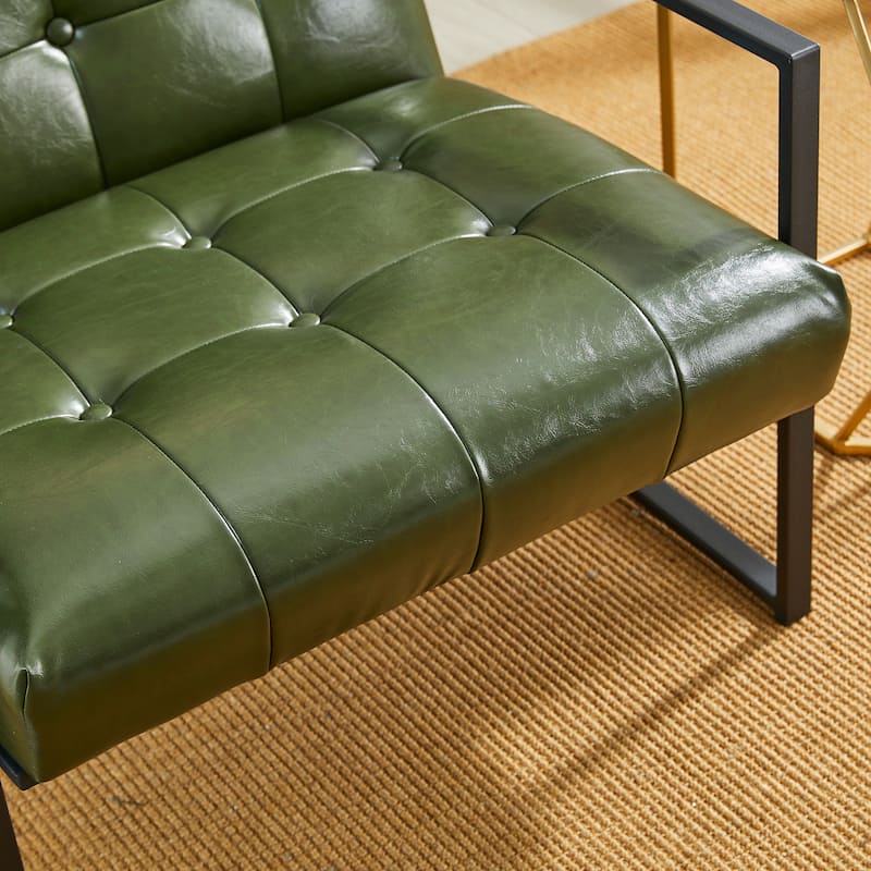 Glitzhome 29.50"W Mid-Century PU Leather Tufted Accent Chair - 29.5"W x 30.5"H x 29.25"D