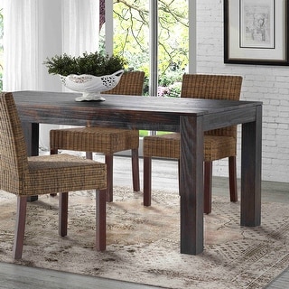 Roundhill Furniture Leviton Set Da Pranzo In Legno Scuro Lavato – Tavolo + 4 Sedie Imbottite, Stile Urban, Grigio - 2