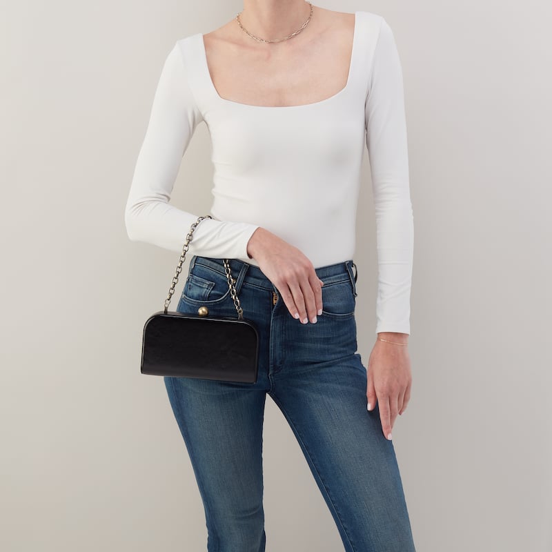 HOBO Lauren Leather Miniaudiere Clutch - Black