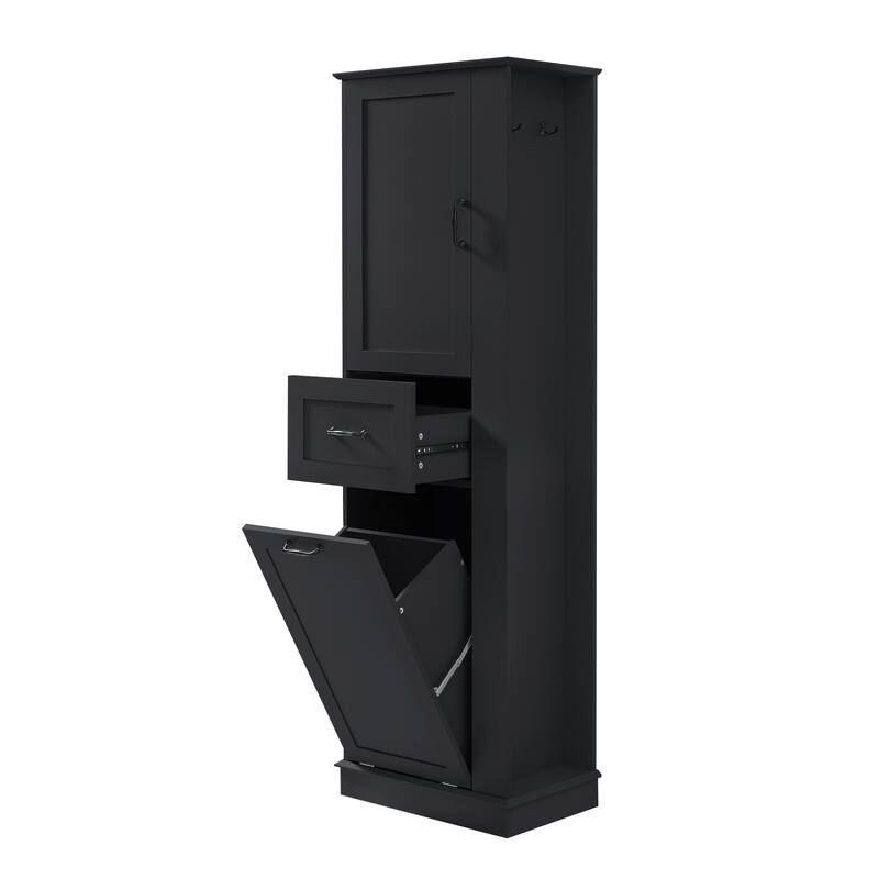 GDFStudio - Lucas Bennett Modern Tall Storage Cabinet with Tilt-Out Compartment and Adjustable Shelving