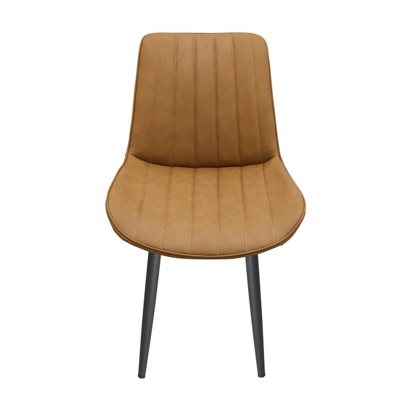 Set of 6 Wave Pattern Upholstered Armless PU Leather Dining Chairs