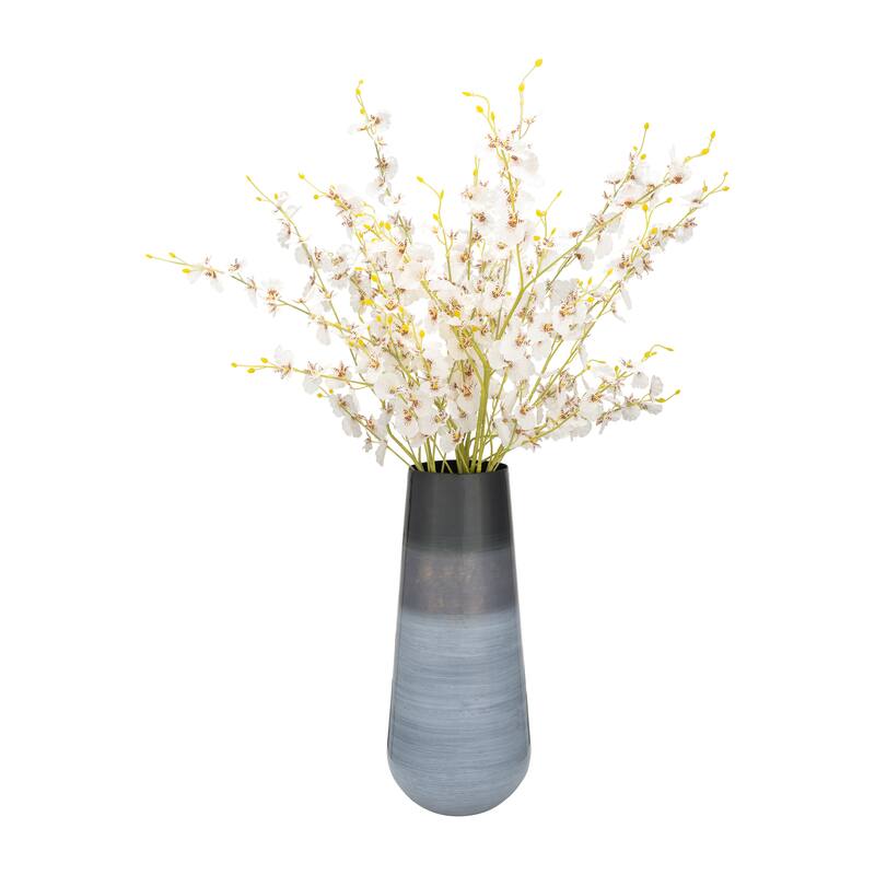 Metal Alabastron Vase Contemporary Multi-Colored Blue and Black 18" Vase for Floral Arrangements Stylish Table