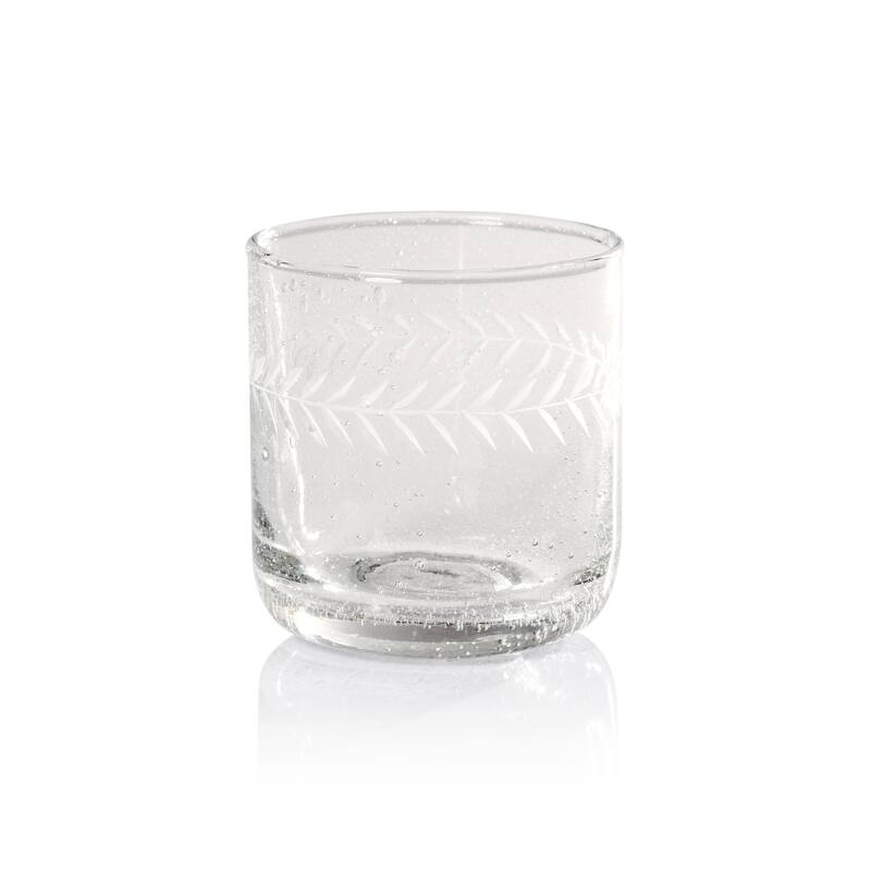 Tuscan Handmade Etched Rock Glasses, Set of 4