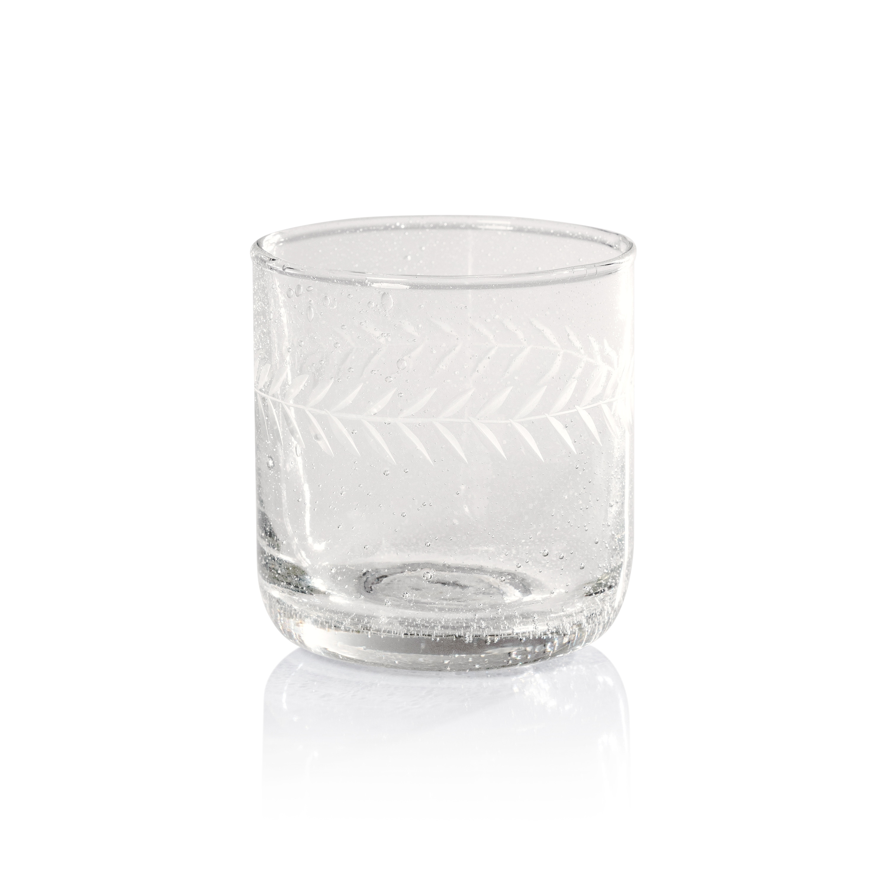 Tuscan Handmade Etched Rock Glasses, Set of 4