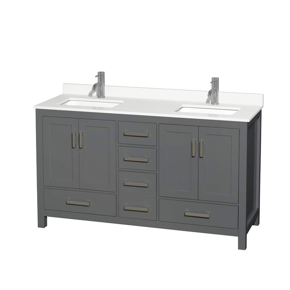 Sheffield 60-inch Double Vanity, Single Hole Quartz Top
