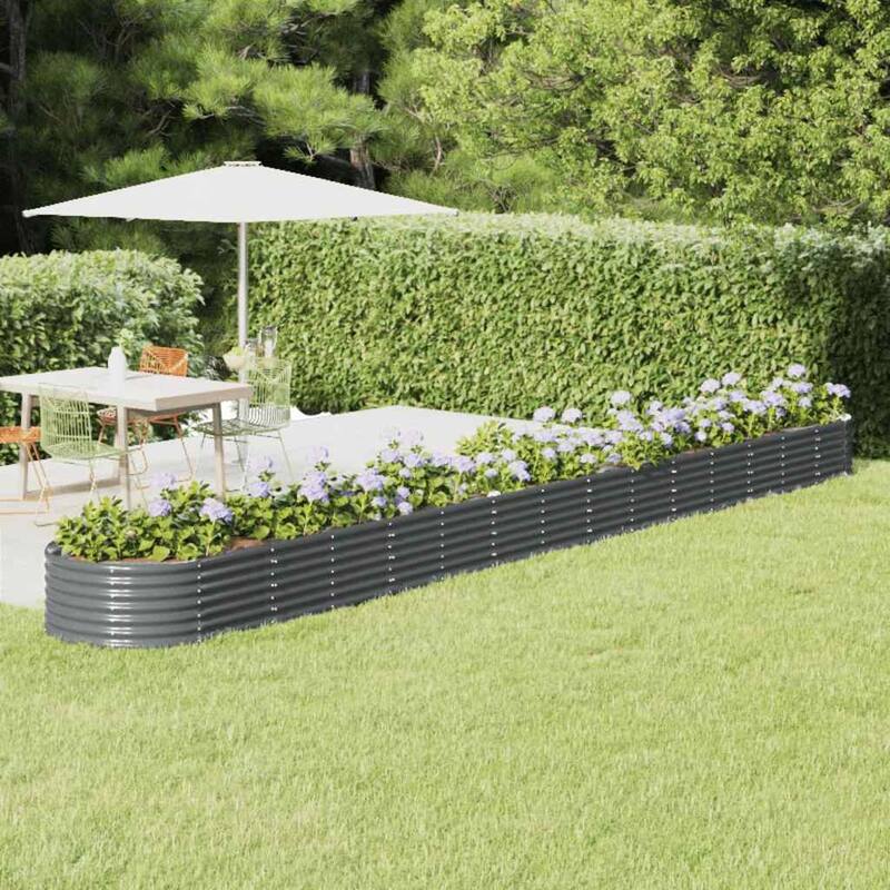 vidaXL Raised Garden Bed Raised Flower Bed Galvanized Steel Outdoor Planter - Anthracite (3)