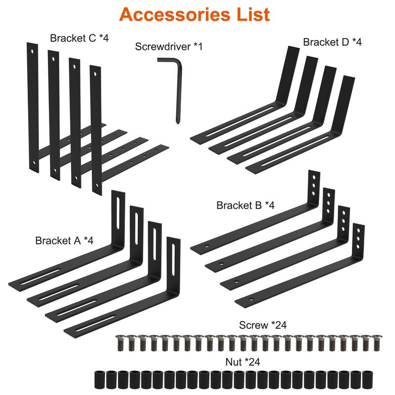 Expandable Planter Box Holder Brackets with Screws and Tools for Deck Porch Balcony - 20.08” x 8.27” x 0.79”