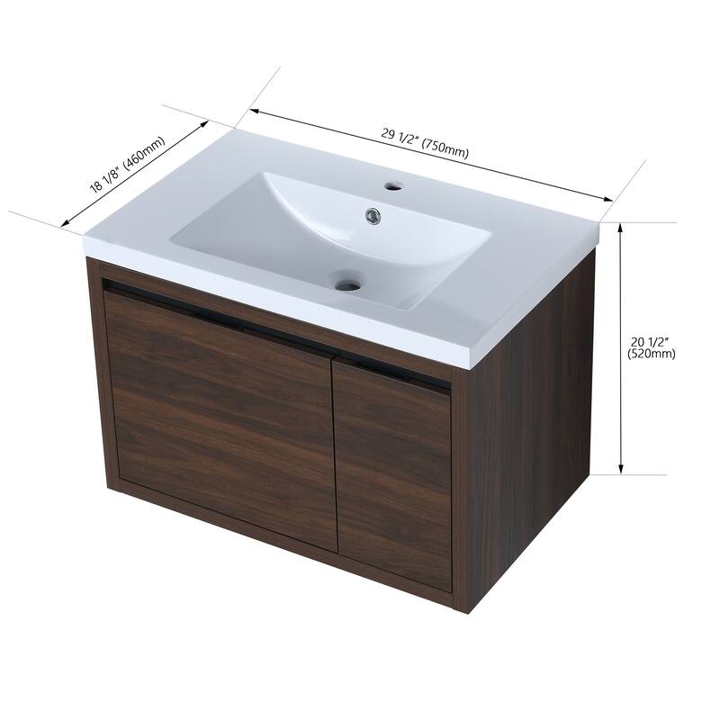 Beingnext 24"/30"/48" Bathroom Vanity with Sink, Floating Bathroom Vanity With Soft Close Door
