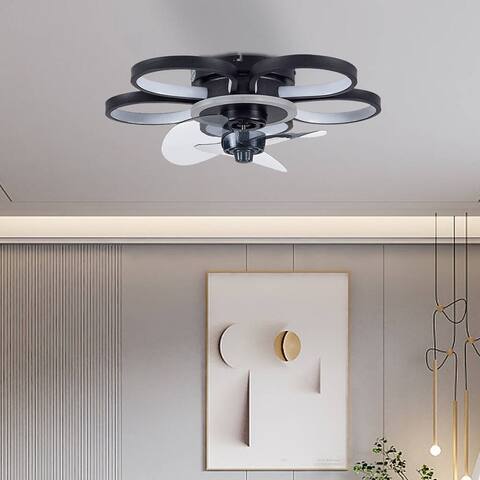Metal Small Flower Shape 5 Lights LED Ceiling Fan Dimmable for Kids