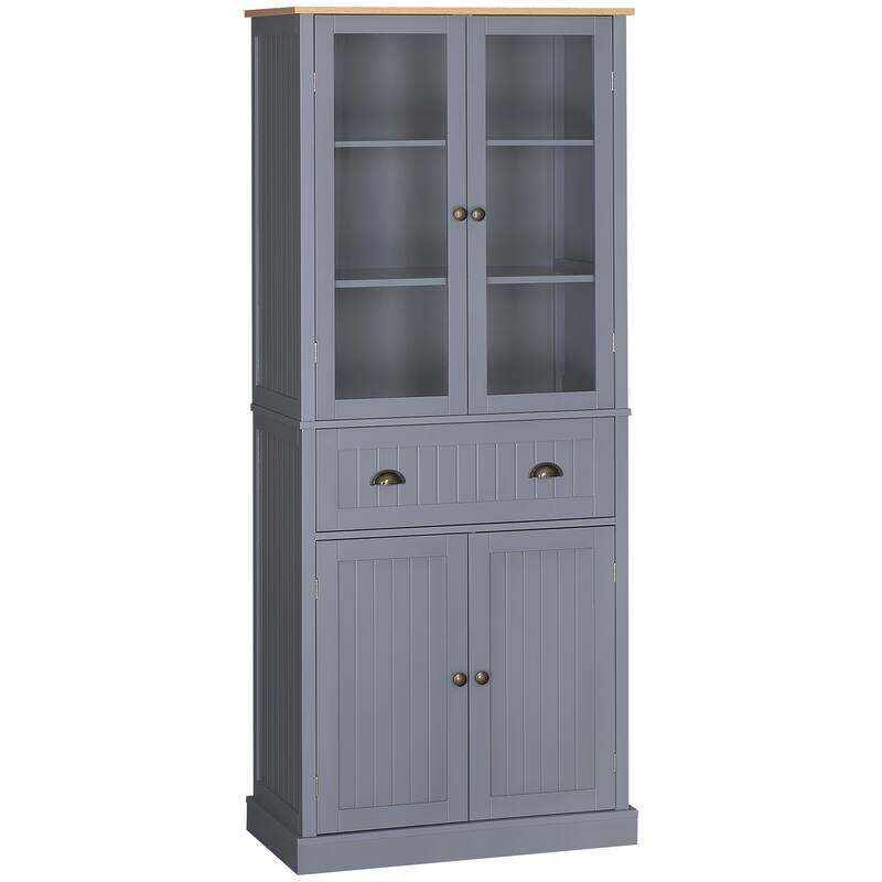 HOMCOM Freestanding Kitchen Pantry, 5-tier Storage Cabinet with Adjustable Shelves and Drawer, Black