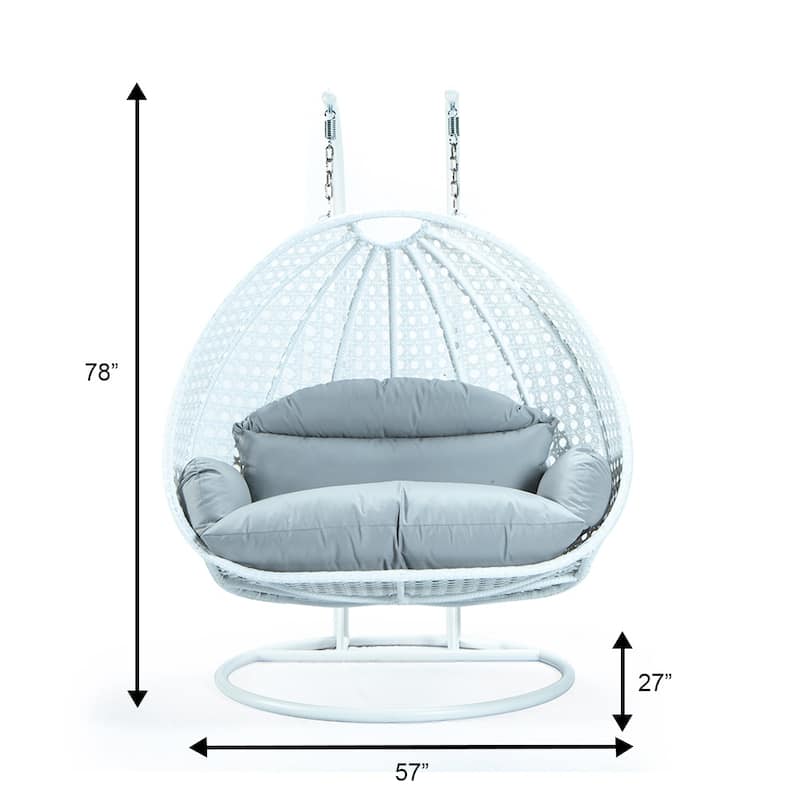 Egg Shaped 2-Person Swing Chair Set with Iron Stand Removable and Washable Cushion for Indoor Outdoor