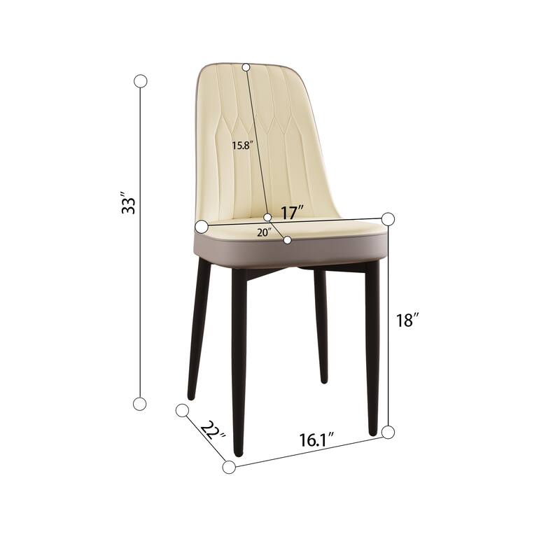 Modern PU 4 Piece Kitchen Dining Chair Set with Cushions, Metal Legs, Anti-Scratch Foot Pads for Dining Room Kitchen Living Room