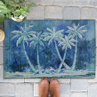 Laural Home Midnight Palms Outdoor Door Mat