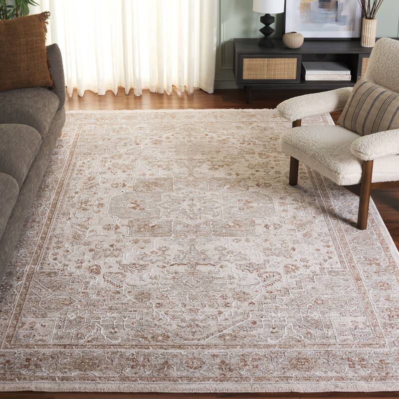 SAFAVIEH Kendal Yuriko Traditional Rug - Ivory/Beige Grey - 5'3" x 7'6"