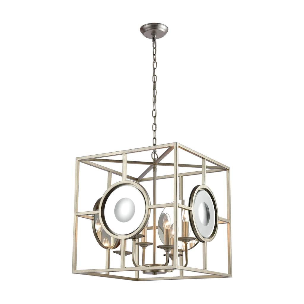 Magnitude 20-inch Wide 4-Light Chandelier in Silver Leaf