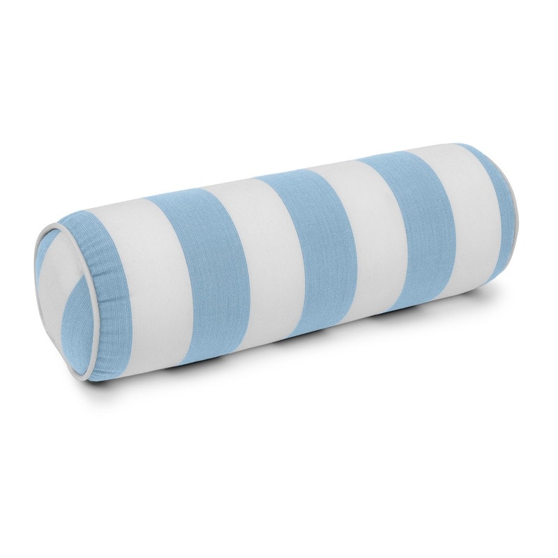 Sherry Kline Indoor/Outdoor Cabana Stripe Set of 2 Neckroll Bolster - N/A - Sky Blue/White