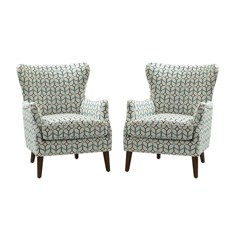 Nikolaus Armchair with Floral Fabric Pattern Set of 2 by HULALA HOME