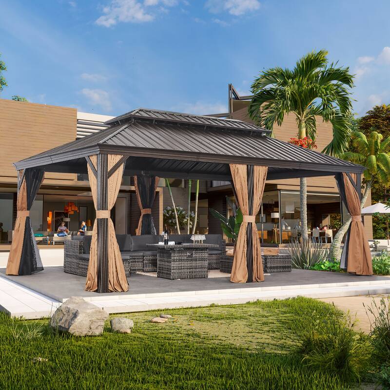 Hardtop Aluminum Gazebo, Outdoor Metal Frame Canopy Gazebo