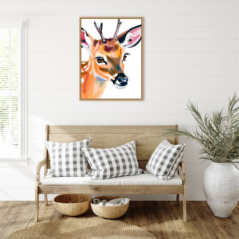 Reh Deer by Ohkimiko Framed Canvas Wall Art