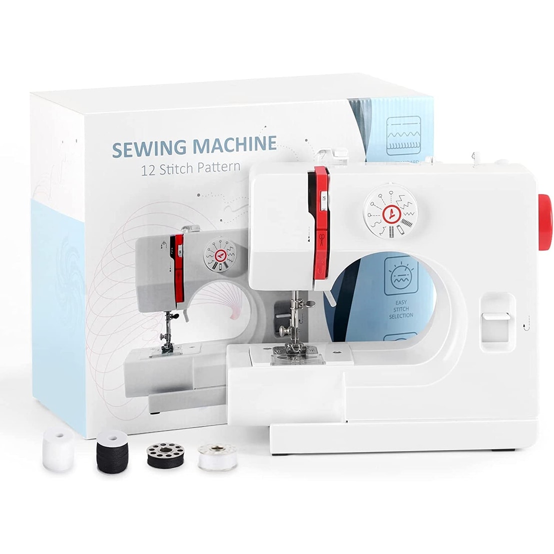 Mini Sewing Machine for Beginners Crafting Mending Heavy Duty Portable  Sewing Machine Household Kids Sewing Machine with 12 Built-In Stitches,  Foot