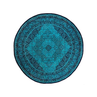Contemporary Overdyed Wool Hand Knotted Round Area Rug - 10' 1" x 10' 2"