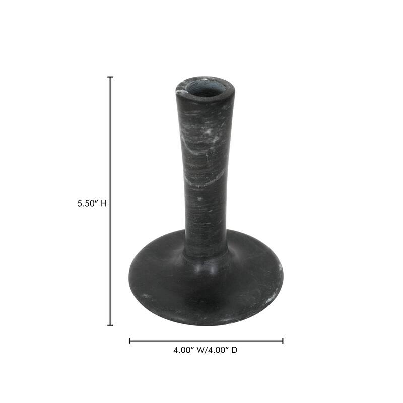 NADAAL STUDIOS Ira, Tall Candle Holder Solid Marble, Black Vein