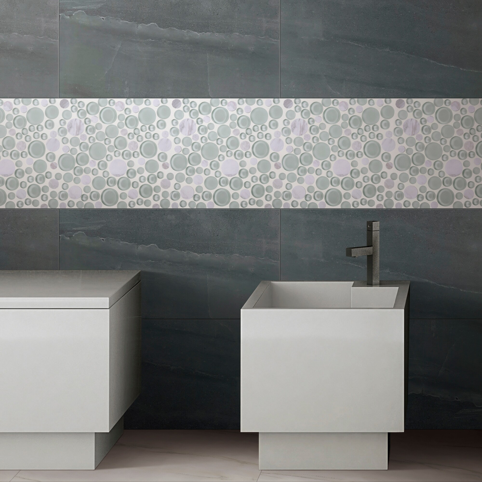 Shop Black Friday Deals On Tilegen Cloud Bubble Random Sized Mixed Material Mosaic Tile In Green White Wall Tile 10 Sheets 7 7sqft Overstock 27973454