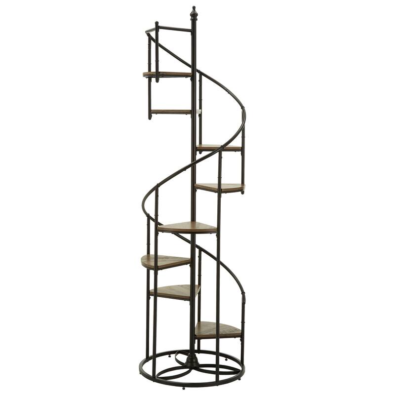 Kendra Black Finish Metal Spiral Staircase Display Shelf by iNSPIRE Q Modern