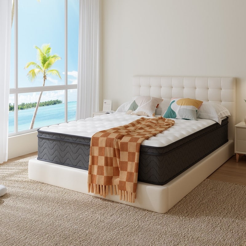 12" Spring Hybrid Mattress in a Box, Pocket Springs, Isolation Motion, Back Pain Relief, CertiPUR-US