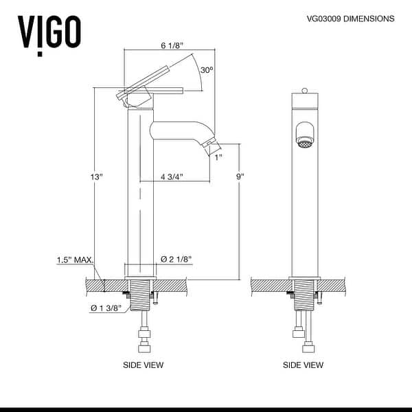 dimension image slide 0 of 2, VIGO Giovanni 17"L x 17"W Glass Vessel Sink and Seville 13"H Faucet Set