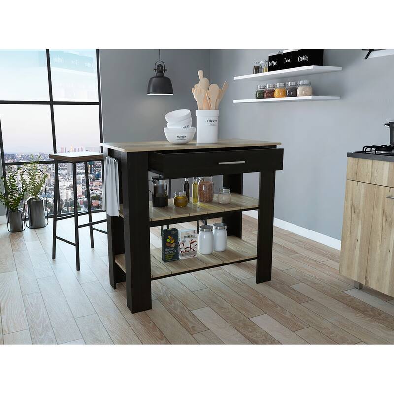 40 inch Kitchen Island with Two Shelves and One Drawer