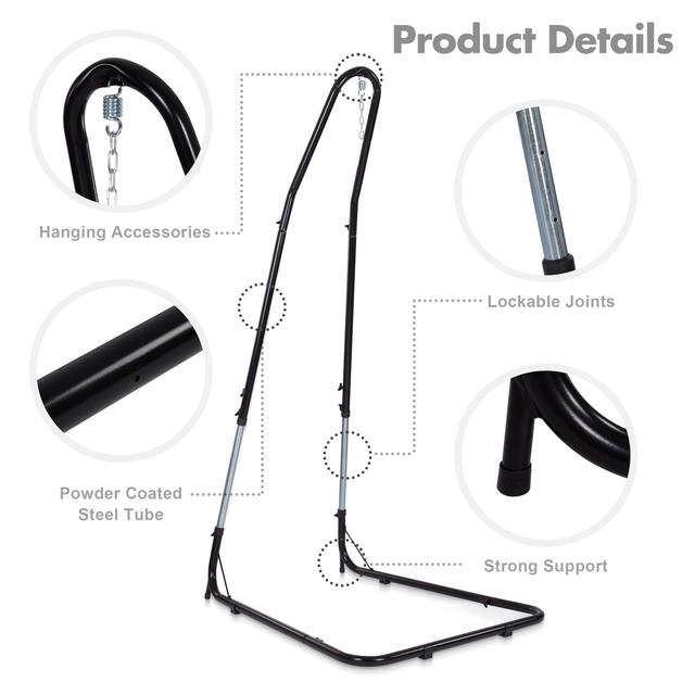SUNCREAT Adjustable Hammock Chair Stand, 330 lbs Capacity, Hanging Chair Stand for Hammock Air Porch Swing Chair, Black - N/A