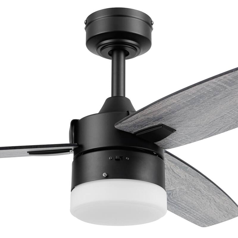 42" Honeywell Conifer Matte Black Outdoor Ceiling Fan with Light, Remote Control - 42 Inches