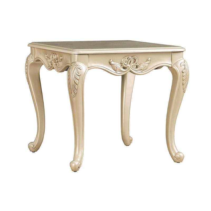 Roche Side End Table, 29 Inch, Classic Cabriole Legs, Champagne Gold Wood