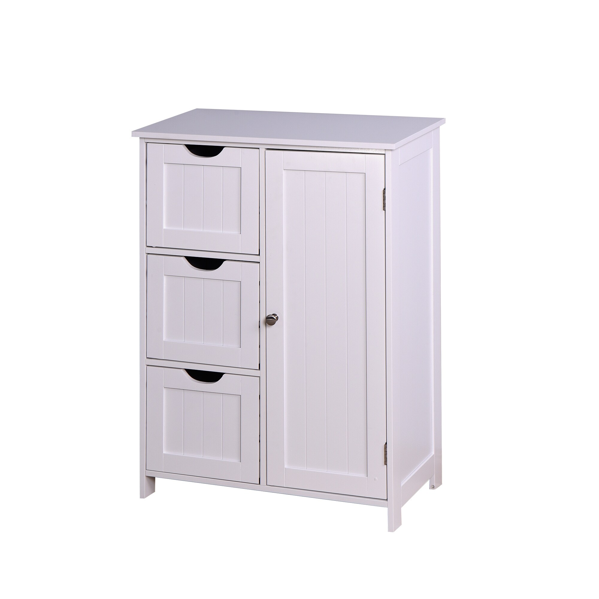 Costway Wooden 4 Drawer Bathroom Cabinet Storage Cupboard 2 Shelves Free  Standing White