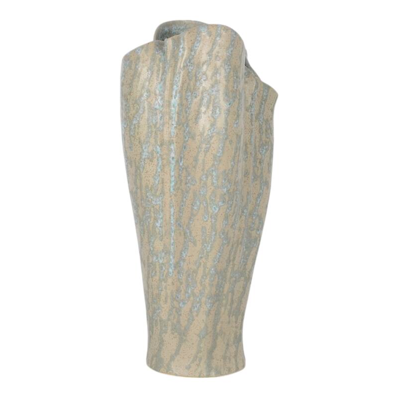 Ceramic Decorative Vase with Textured Wavy Design Modern Home Accent