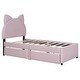 preview thumbnail 42 of 56, Upholstered Platform Bed with Cartoon Ear Headboard and Drawers